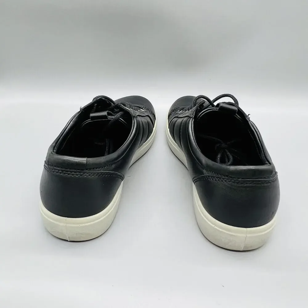ECCO Shoes Mens 6 Black Leather Lace Up Low Top Casual Sneakers Comfort Walking